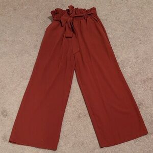 Women's Rust Paperbag Waist Pants